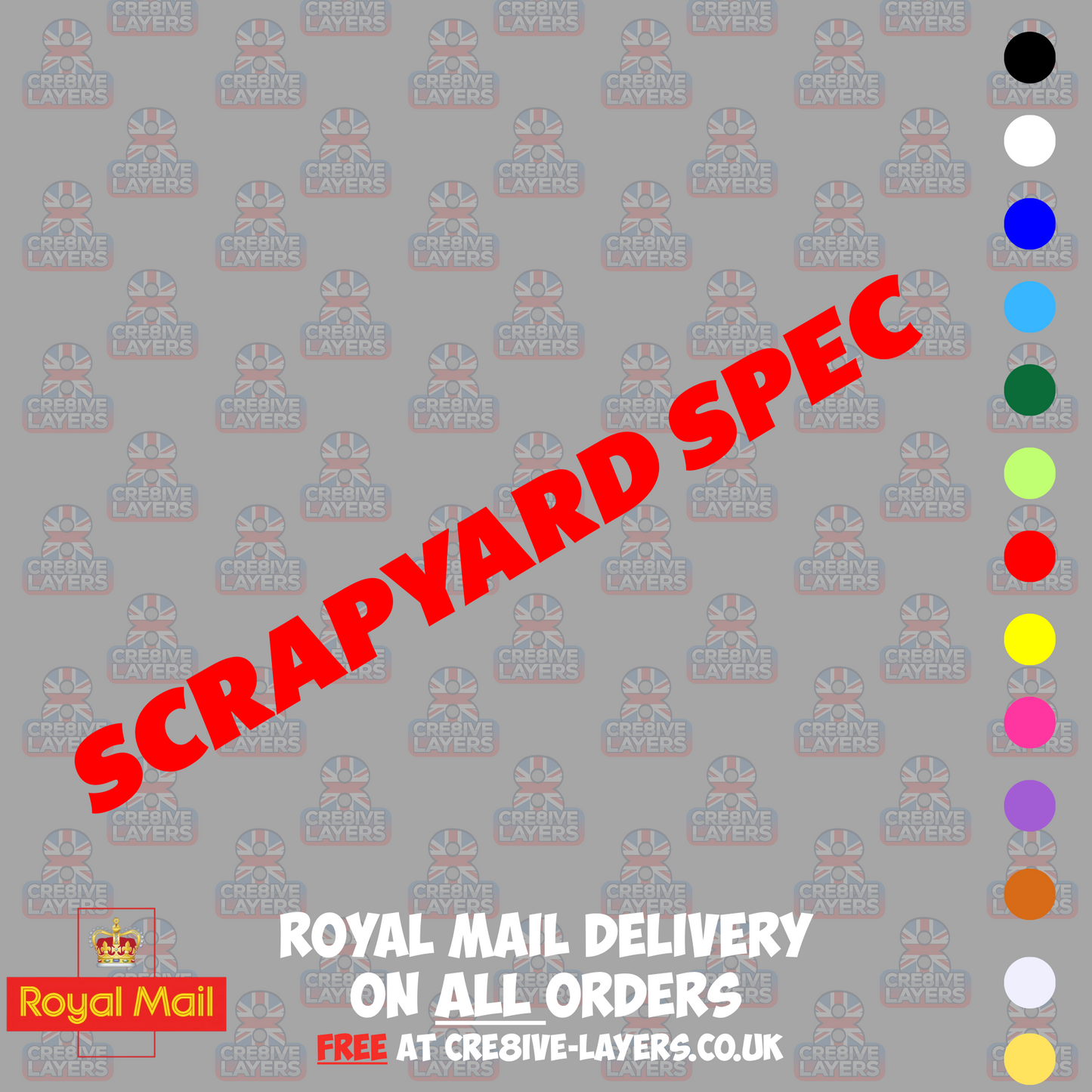 SCRAPYARD SPEC Vinyl Sticker – Funny Car Decal for Vans, Beaters & Budget Builds