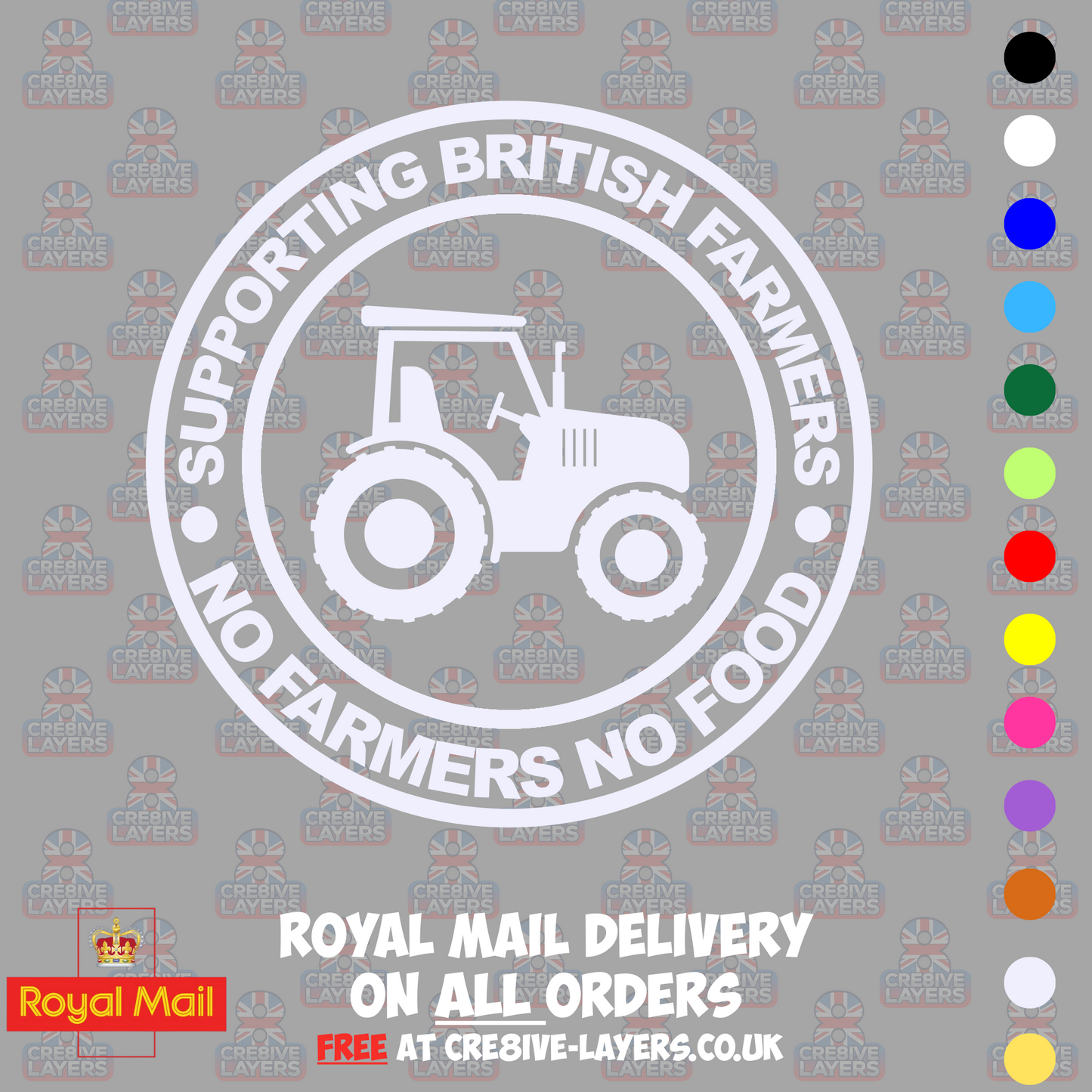 Supporting British Farmers – No Farmers No Food Vinyl Sticker (140mm)