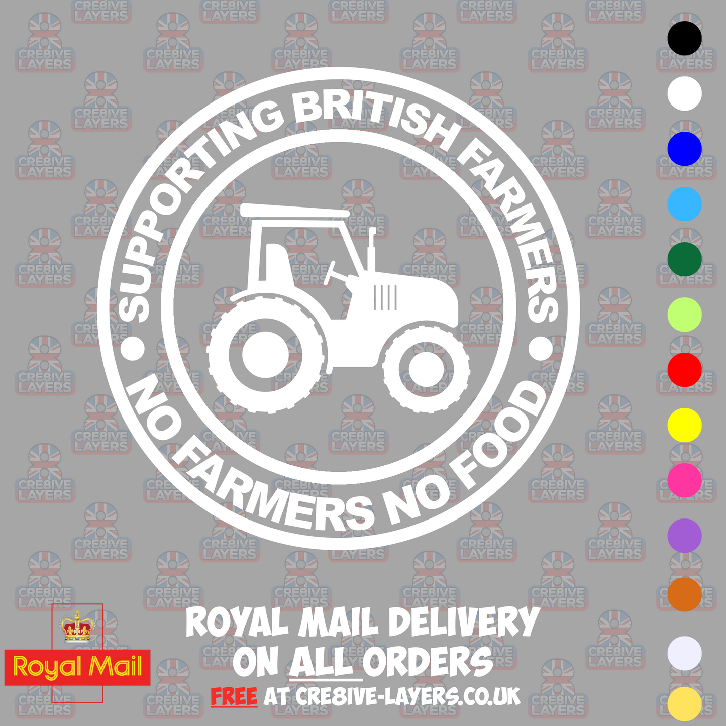 Supporting British Farmers – No Farmers No Food Vinyl Sticker (140mm)