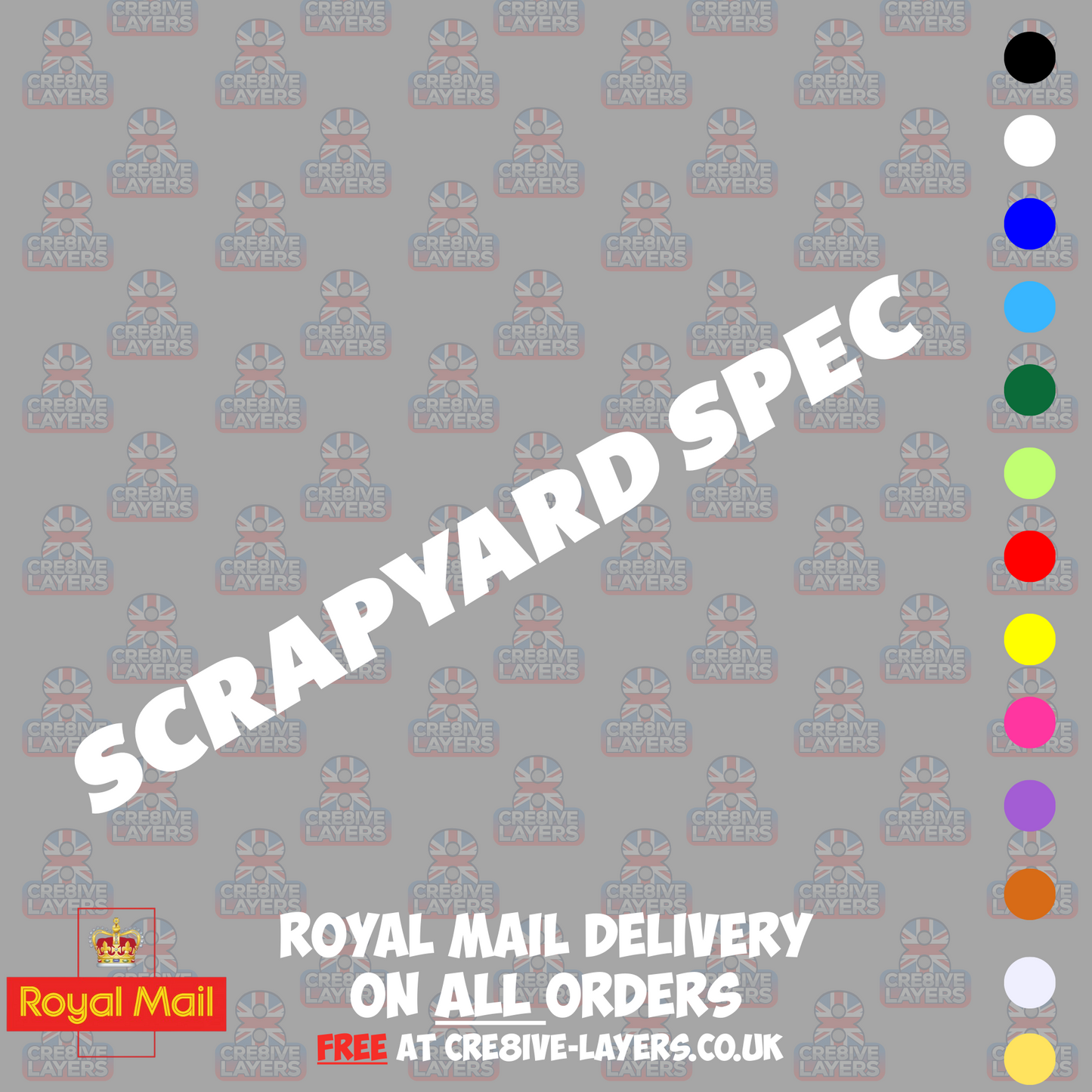 SCRAPYARD SPEC Vinyl Sticker – Funny Car Decal for Vans, Beaters & Budget Builds
