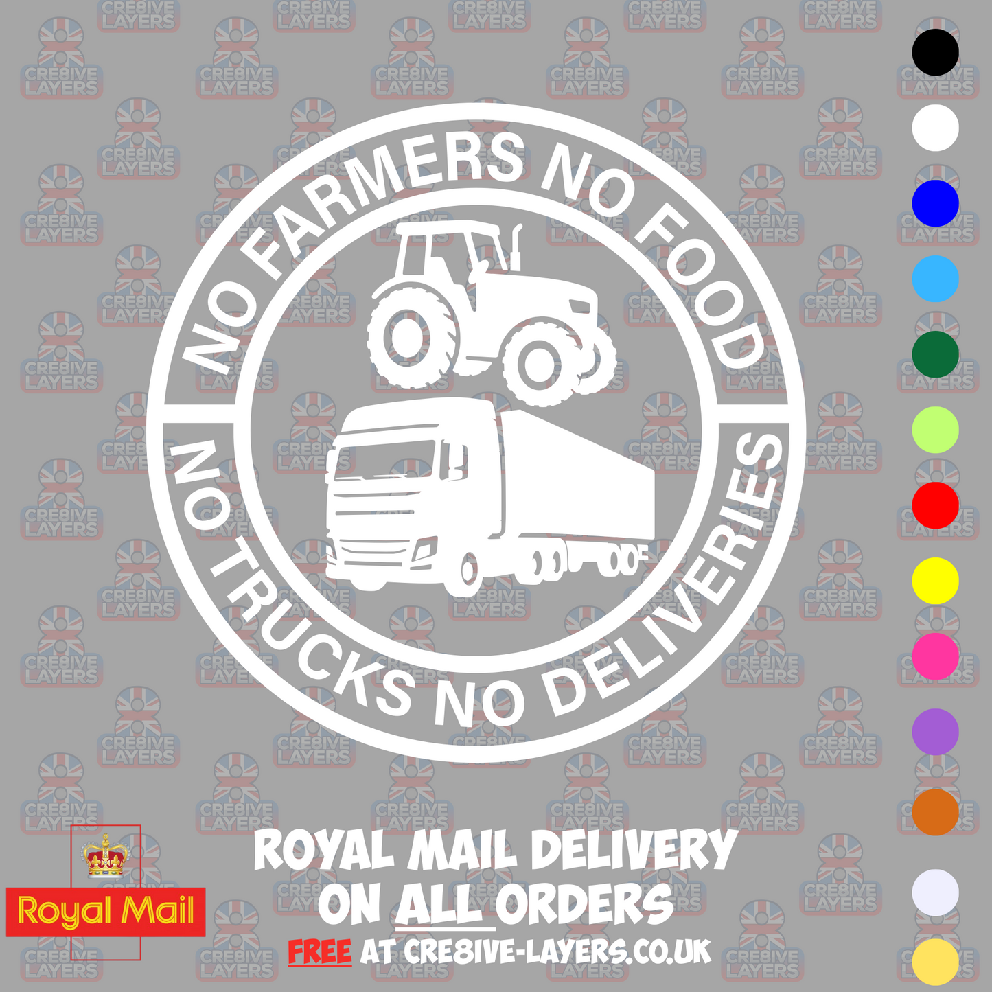 No Farmers No Food No Trucks No Deliveries Vinyl Sticker – 140mm Decal