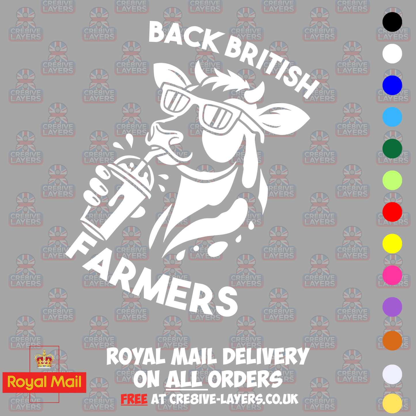 Back British Farmers Milkshake Cow Vinyl Sticker (195mm x 130mm)
