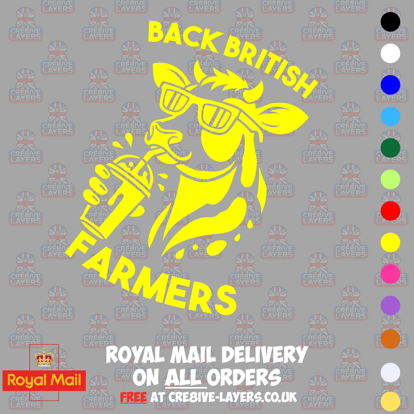 Back British Farmers Milkshake Cow Vinyl Sticker (195mm x 130mm)