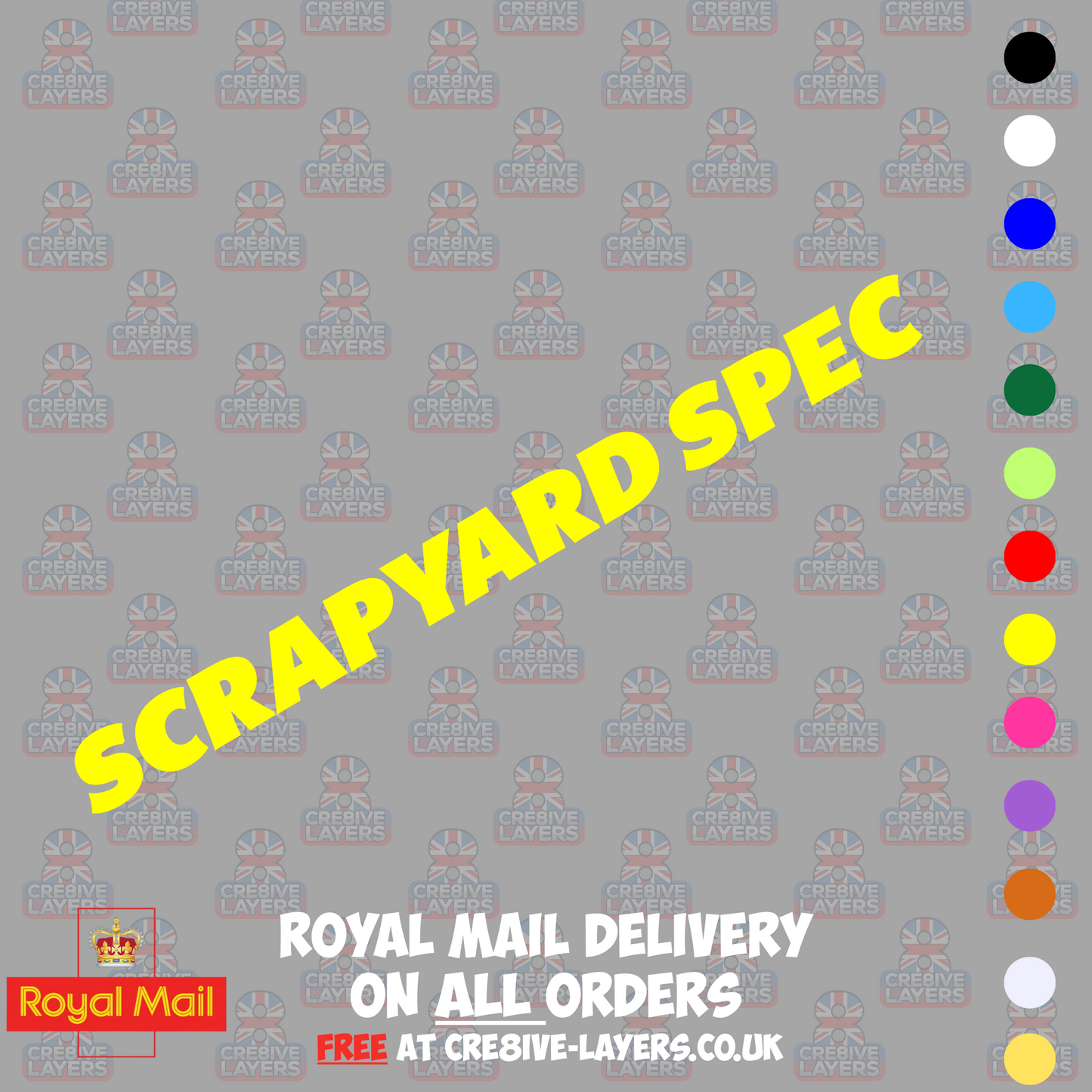 SCRAPYARD SPEC Vinyl Sticker – Funny Car Decal for Vans, Beaters & Budget Builds