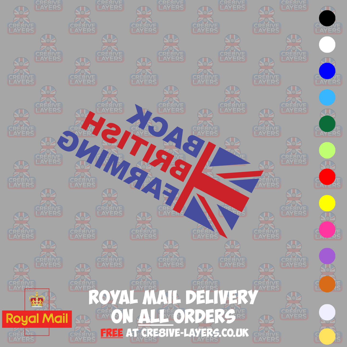 Back British Farming Two Colour Vinyl Sticker – Union Flag Tractor Decal