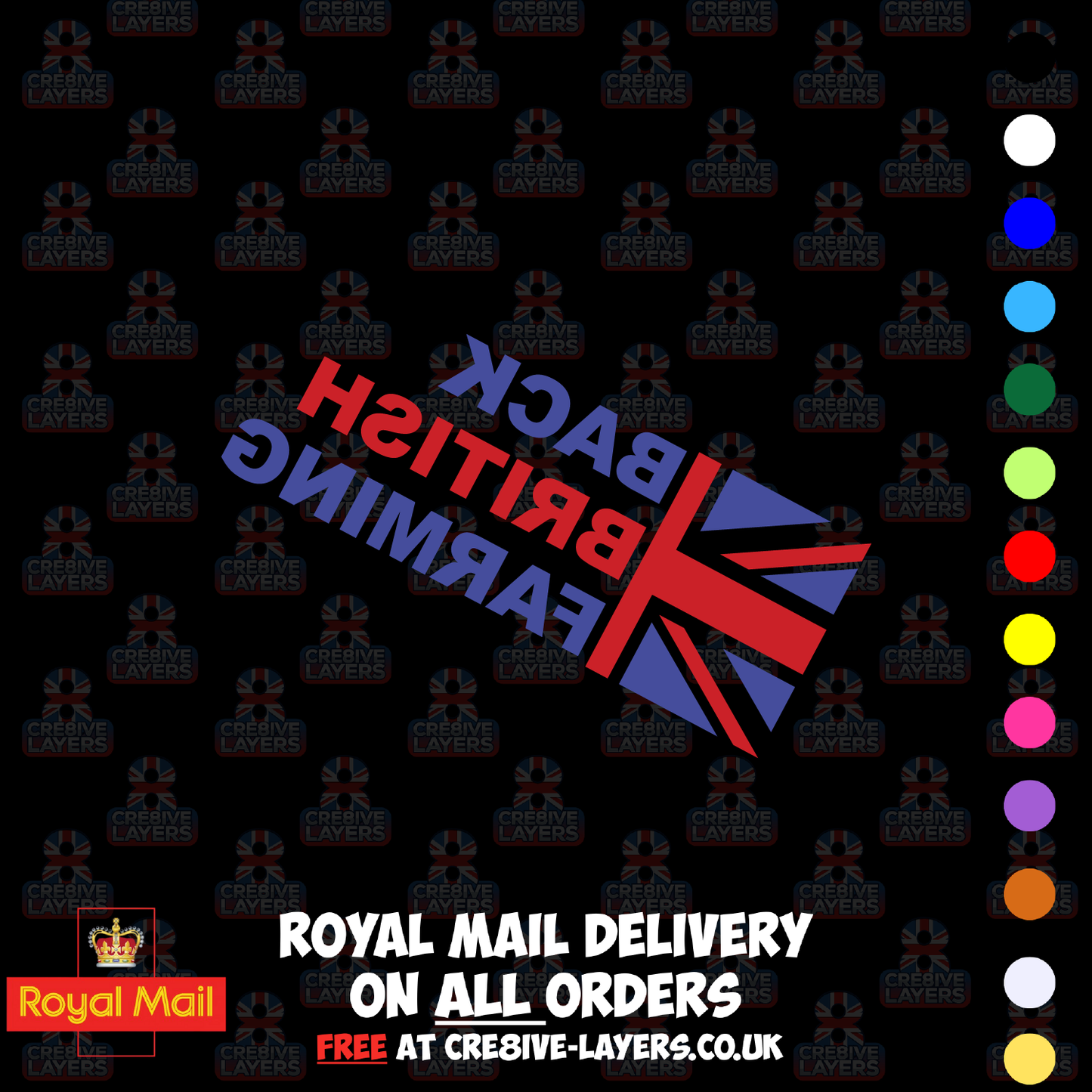 Back British Farming Two Colour Vinyl Sticker – Union Flag Tractor Decal