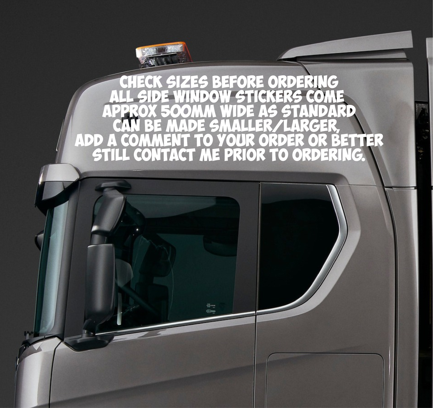Style Side Window Sticker | Truck Decal for Scania Volvo DAF – Twin Pack, Custom