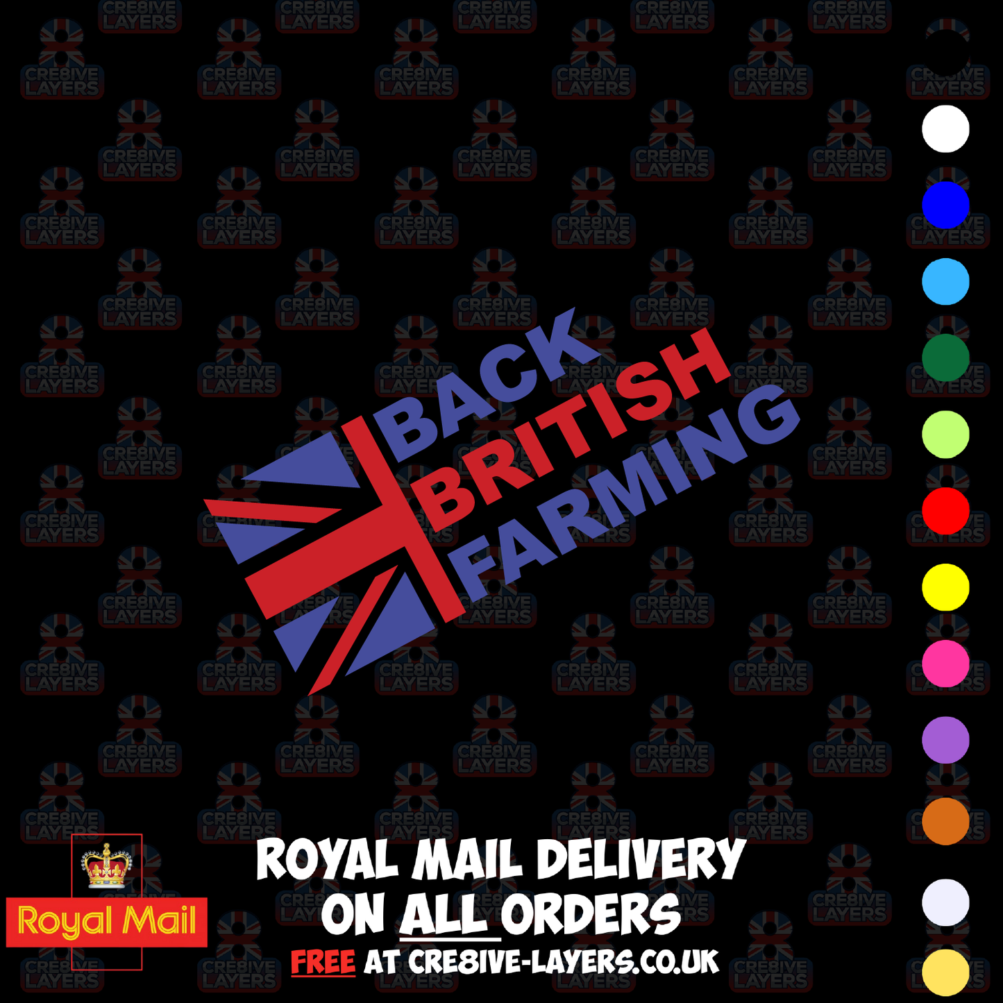 Back British Farming Two Colour Vinyl Sticker – Union Flag Tractor Decal
