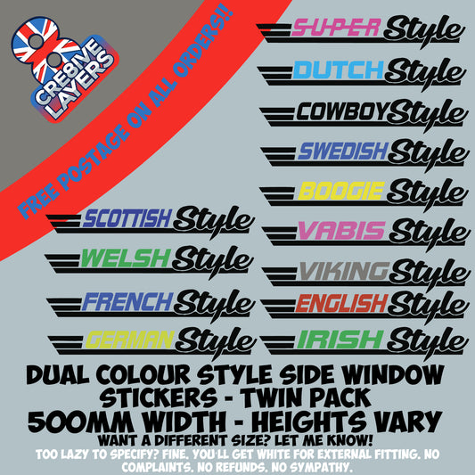 DUAL Colour Style Side Window Sticker | Truck Decal for Scania Volvo DAF
