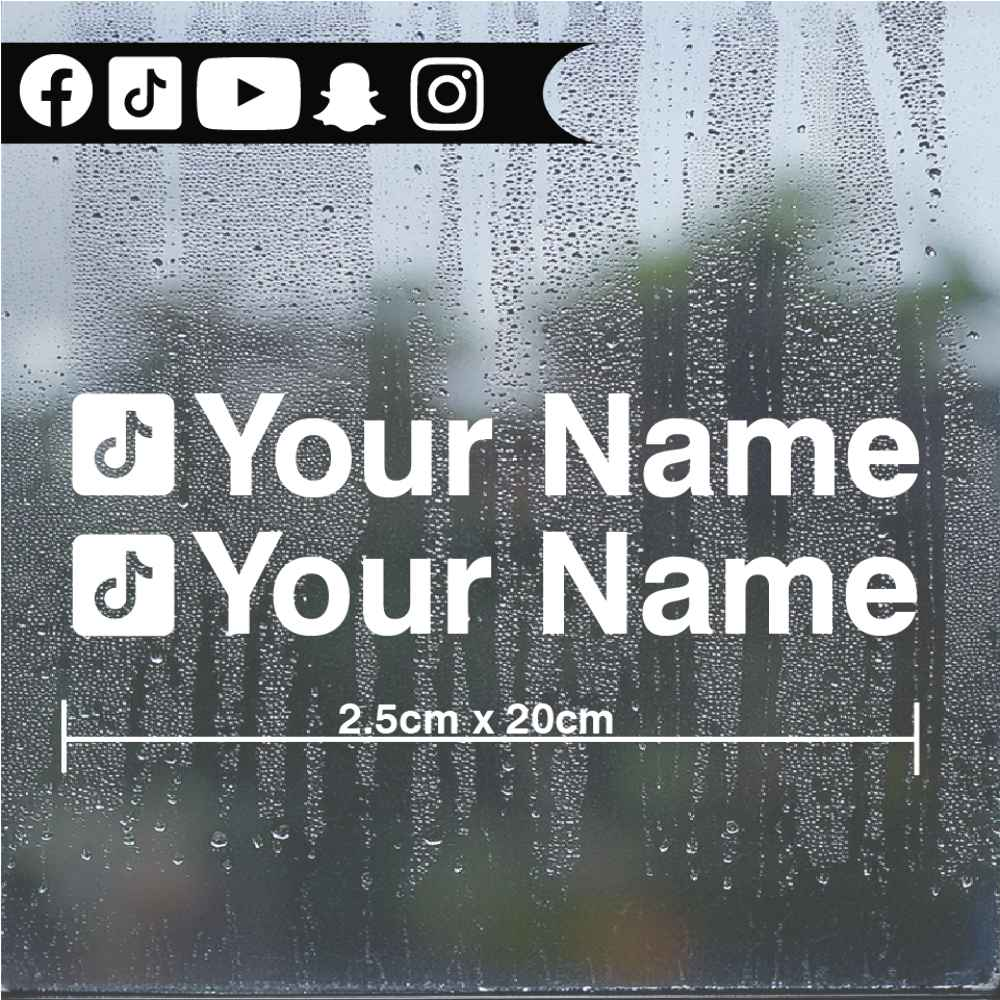 2 x INSTAGRAM TICKTOCK PERSONALISED NAME CAR WINDOW BUMPER STICKER VINYL DECAL