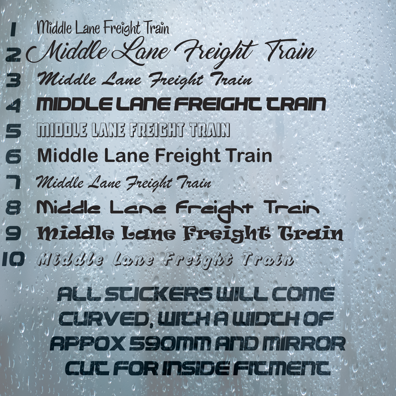 Middle Lane Freight Train | Curved Truck Windscreen Sticker Scania Volvo Daf