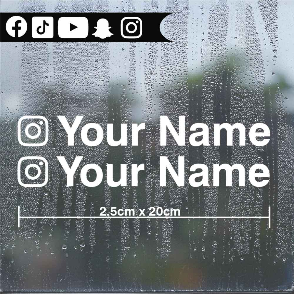 2 x INSTAGRAM TICKTOCK PERSONALISED NAME CAR WINDOW BUMPER STICKER VINYL DECAL