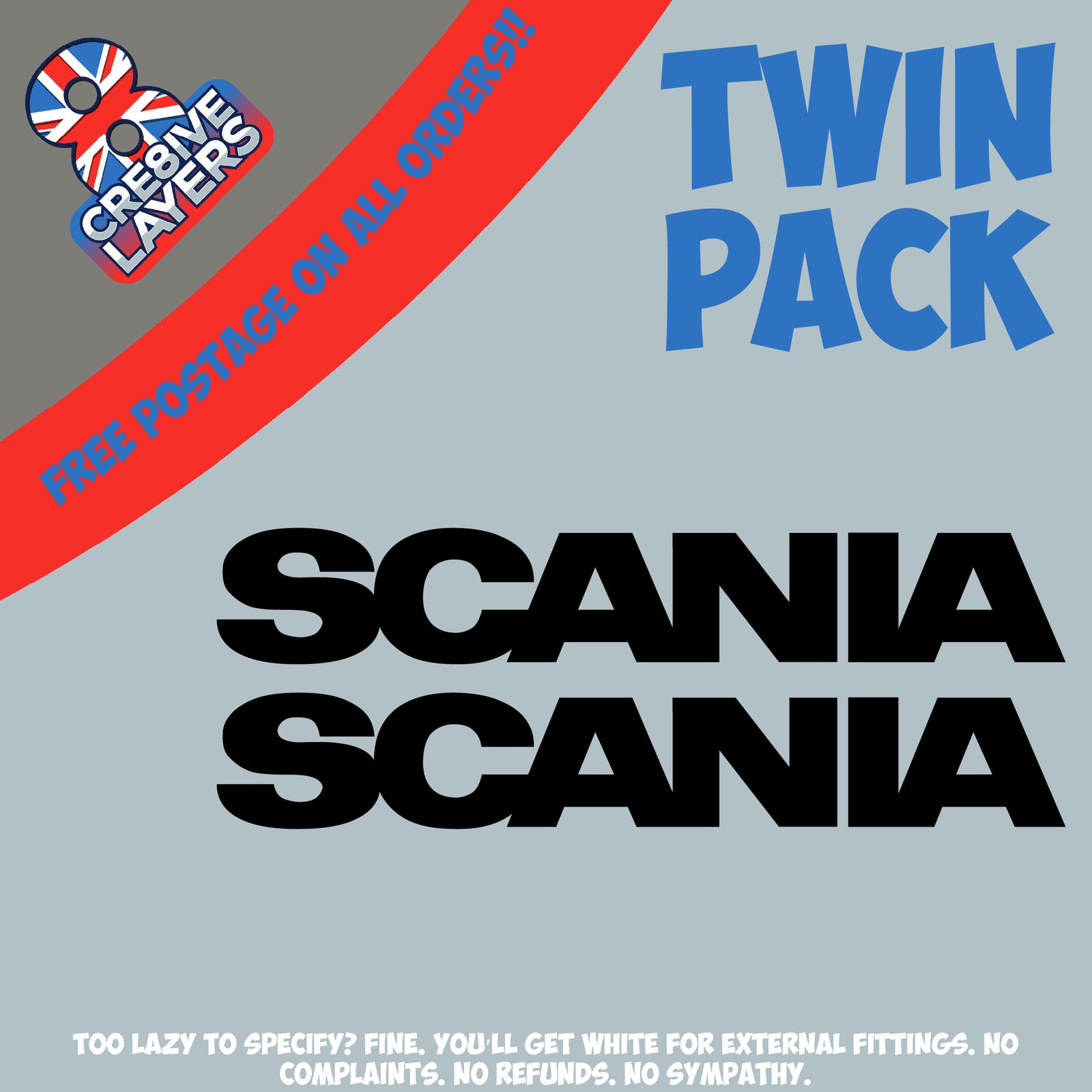 Scania Logo Vinyl Stickers | Twin Pack Truck Decals for HGV Cab, Panels & Window
