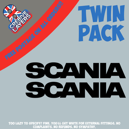 Scania Logo Vinyl Stickers | Twin Pack Truck Decals for HGV Cab, Panels & Window