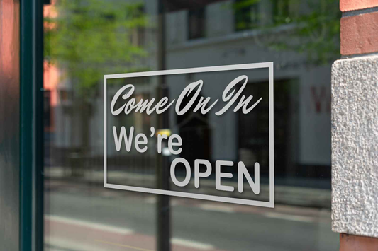 Come On In We're Open Window Wall Door Shop Business Vinyl Decal Sticker Sign