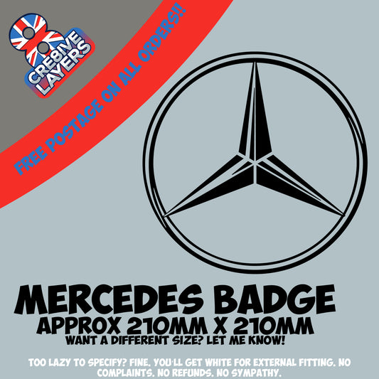 Mercedes Badge - Sticker Decal HGV Sticker Durable Vinyl Merc Actros Sprinter