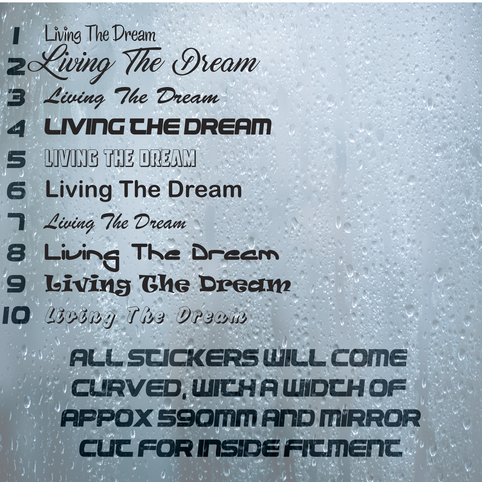 Living The Dream | Curved Truck Windscreen Sticker Scania Volvo Daf
