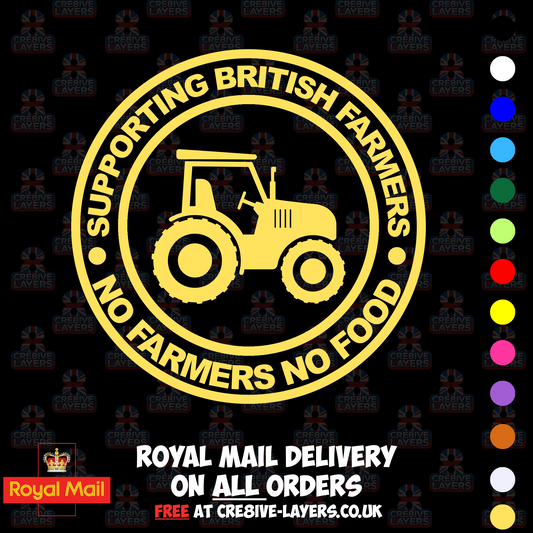 Supporting British Farmers – No Farmers No Food Vinyl Sticker (140mm)