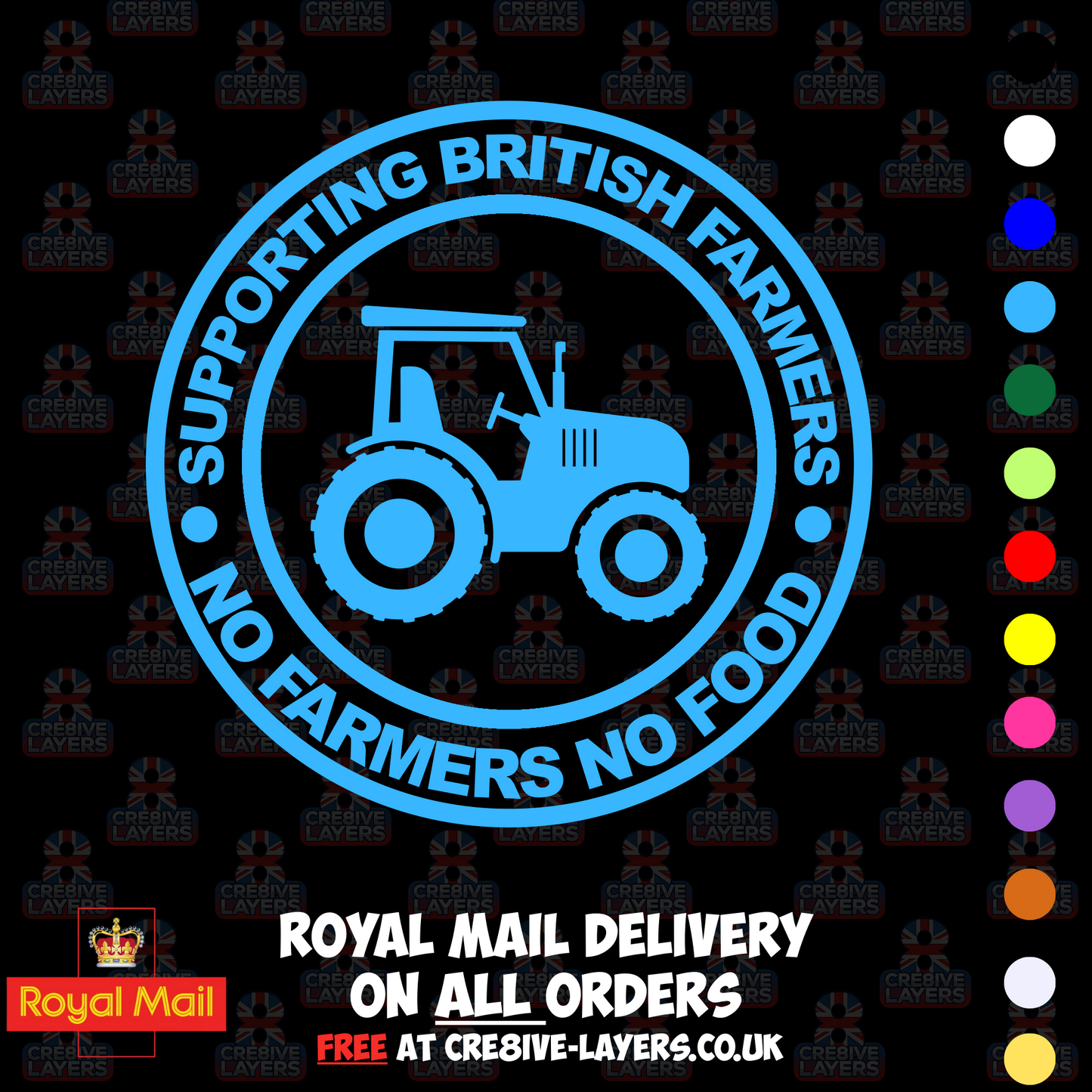 Supporting British Farmers – No Farmers No Food Vinyl Sticker (140mm)