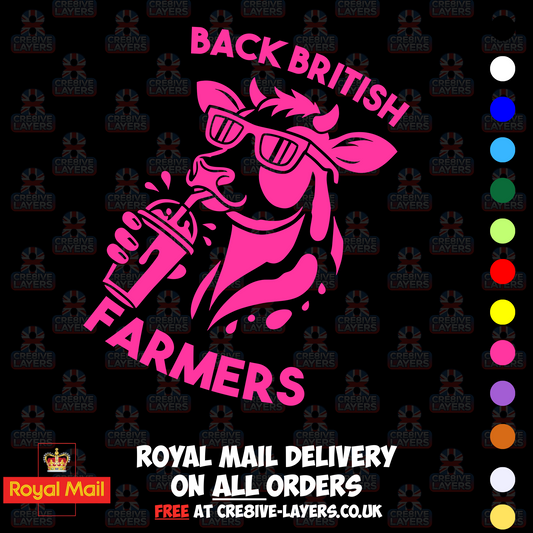 Back British Farmers Milkshake Cow Vinyl Sticker (195mm x 130mm)