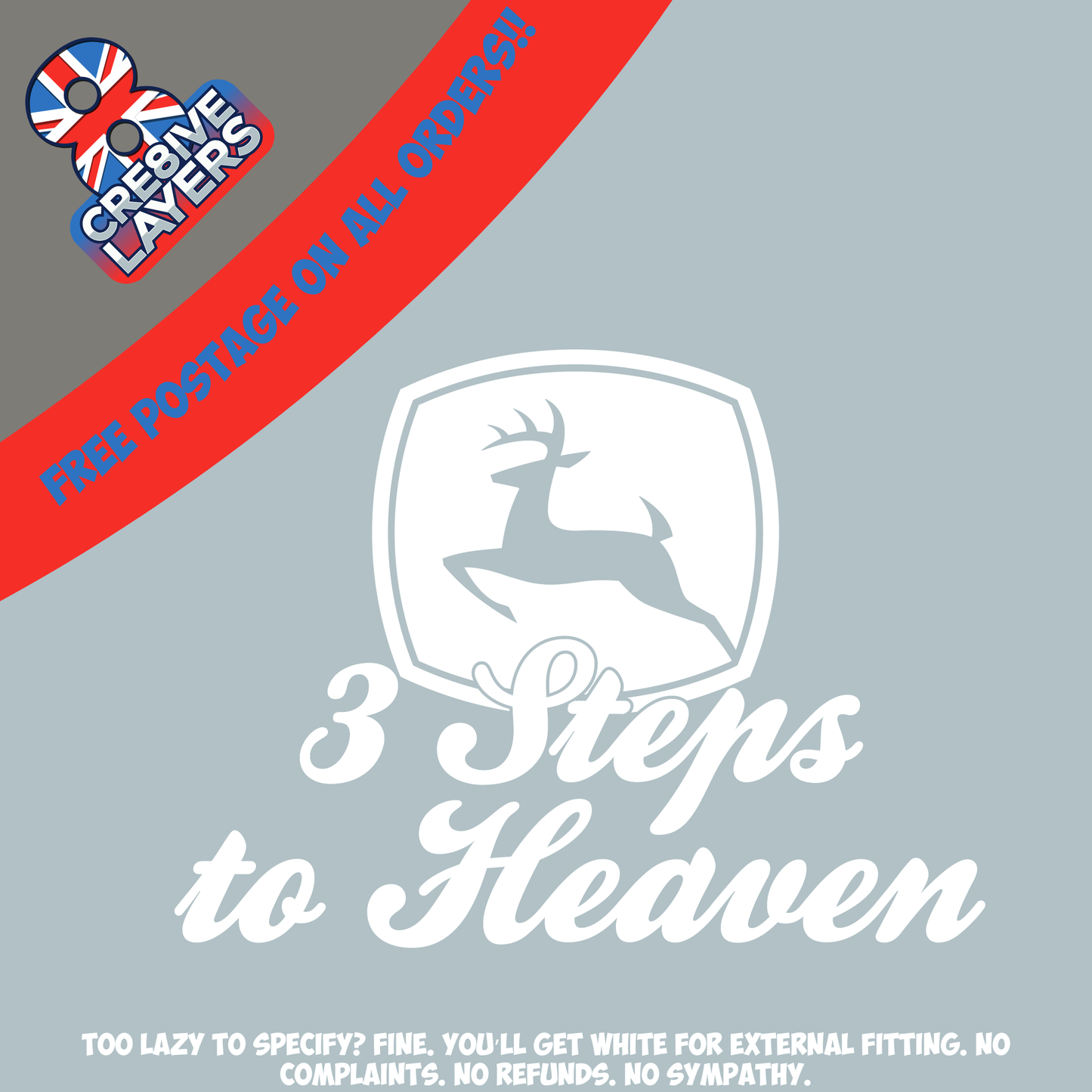 3 Steps to Heaven - Tractor Window Sticker - JCB FENDT MASSEY NEW HOLLAND CLAAS JOHN DEERE