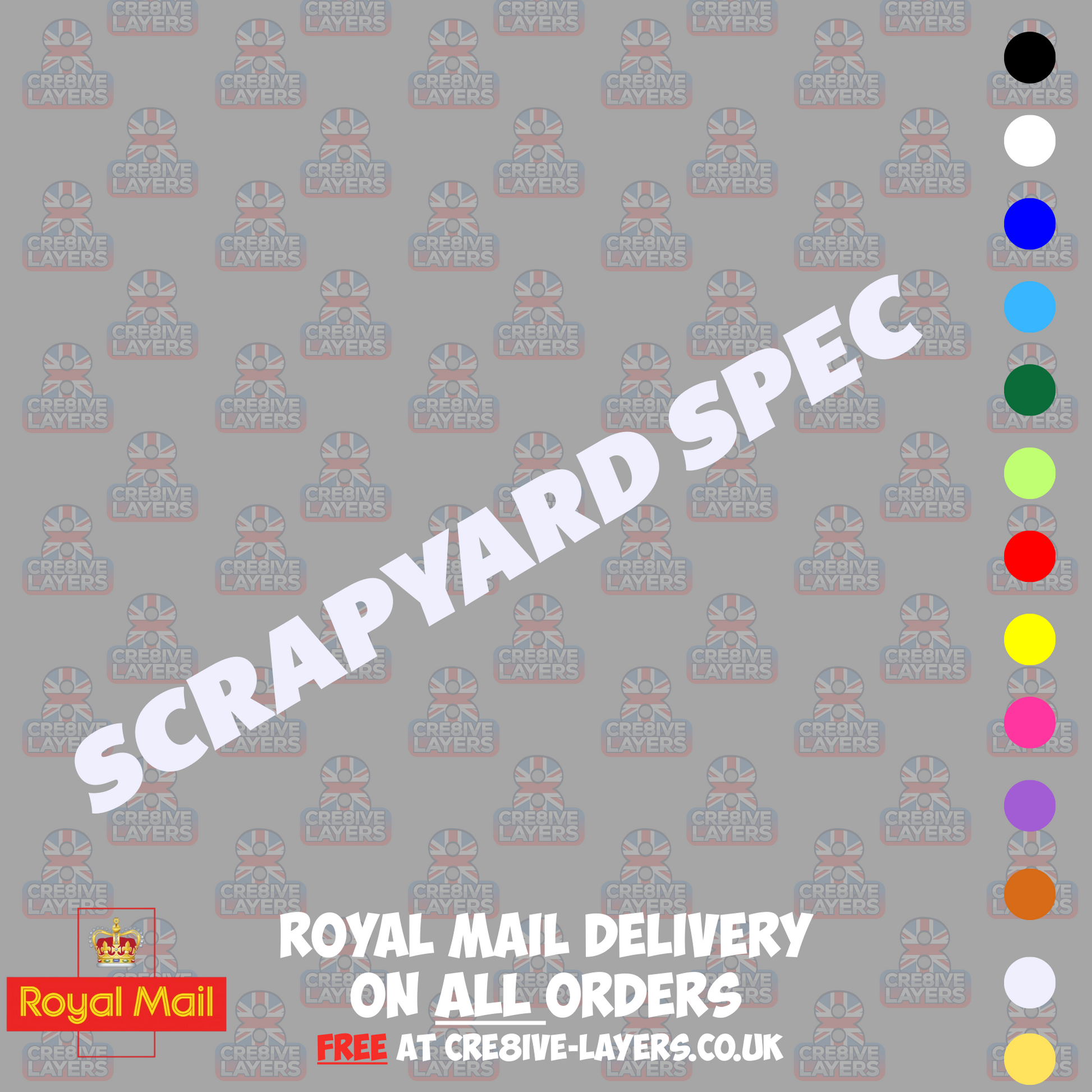 SCRAPYARD SPEC Vinyl Sticker – Funny Car Decal for Vans, Beaters & Budget Builds