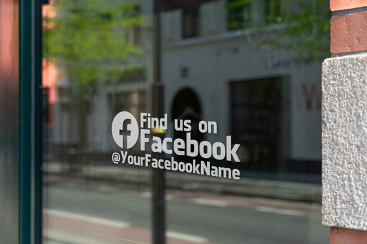 Find Us on Facebook Vinyl Decal - Social Media Sticker for Car Windows and Shops