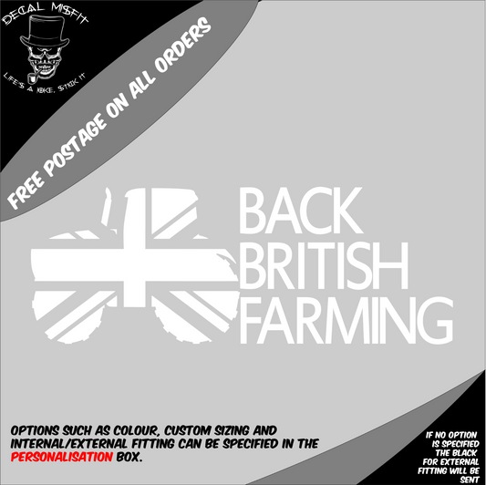 BACK BRITISH FARMING Vinyl Sticker - Car Decal Supporting UK Agriculture